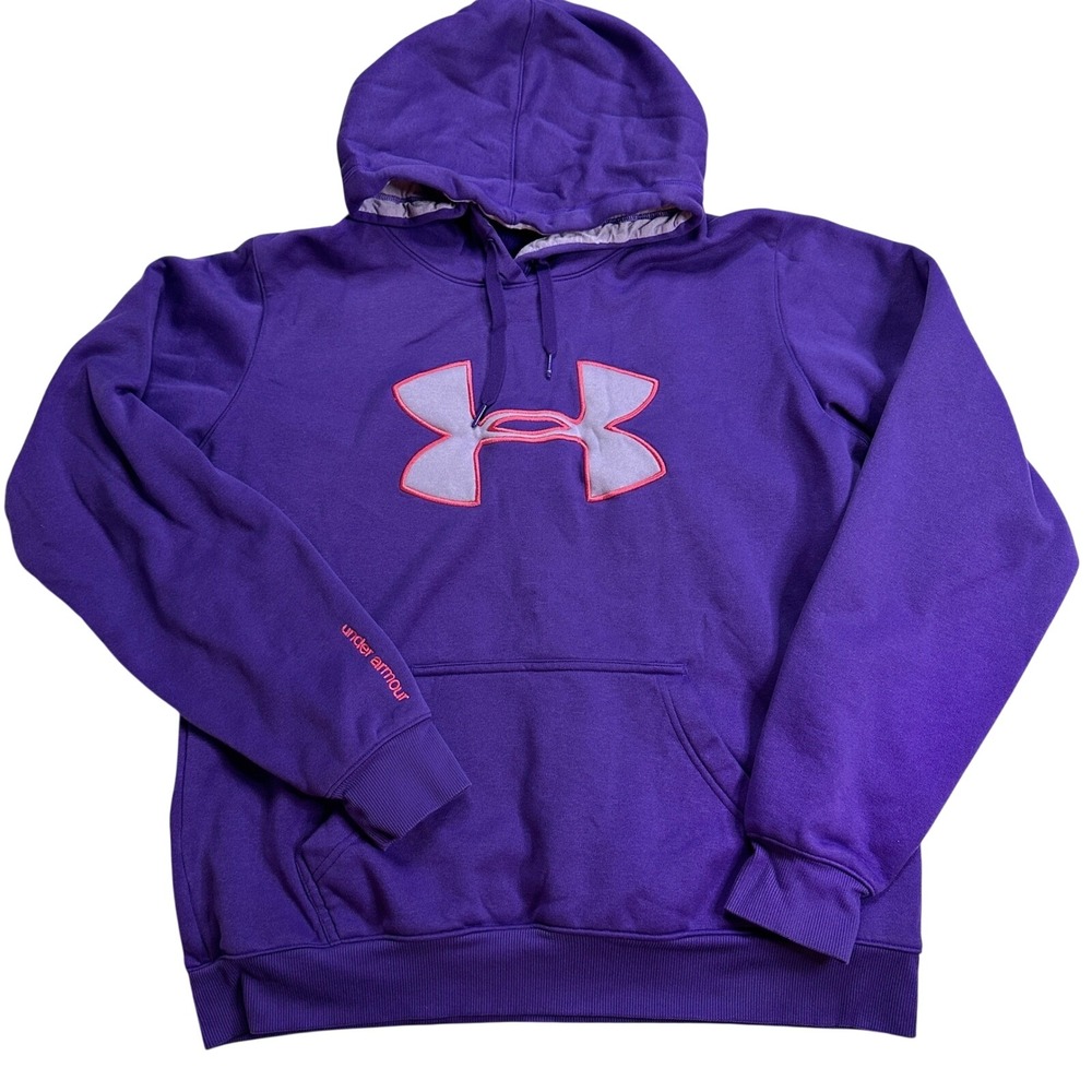 Under Armour Hoodie Women's Medium Purple Pullover Fleece Logo Hooded Sweatshirt